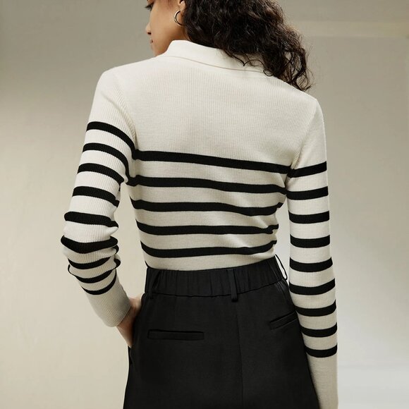 Lilysilk merino wool striped sweater XS - Picture 3 of 10